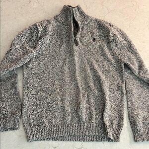 Izod Gray Zip Up Sweater with Ribbed Detailing